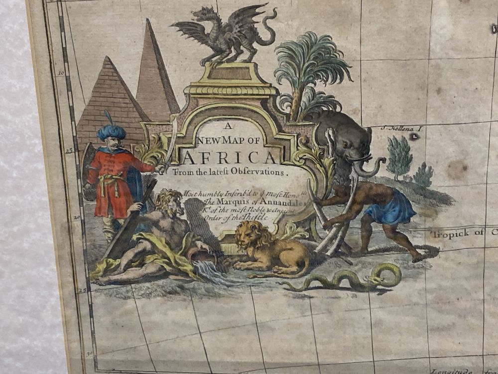John Senex, coloured engraving, A New Map of Africa, 50 x 57cm